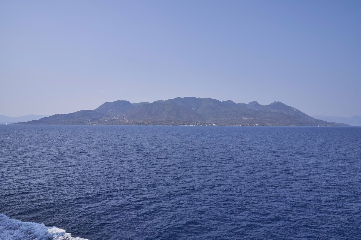 The Methana peninsula rising out of the Saronic gulf