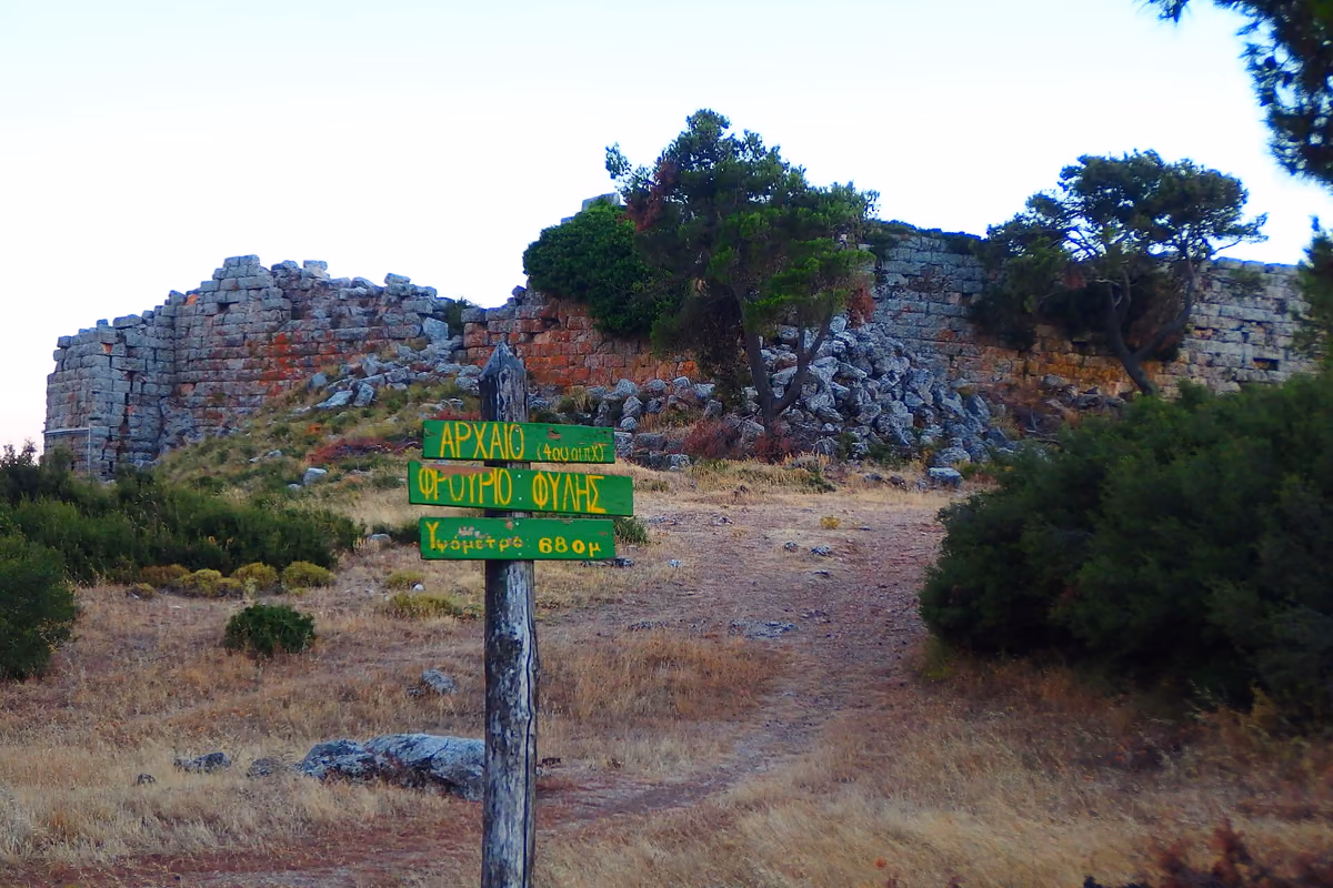 The signpost at the fortress of Phyle